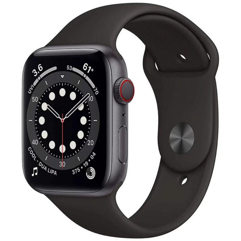 '- Aluminum Pre-Owned (2020) Series 44mm Case Fair GPS + - Watch Black Space Gray Band 6 Unlocked Refurbished Cellular - Sport