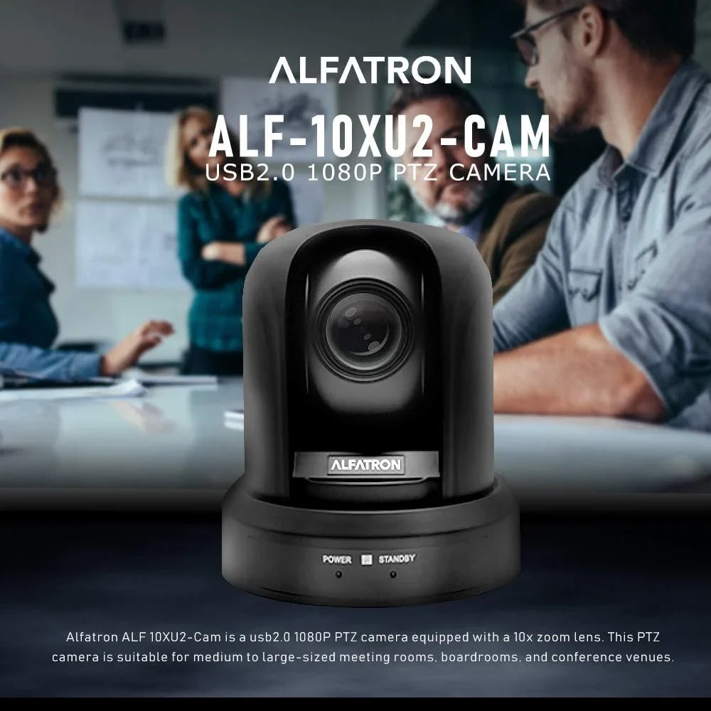 Suitable for PTZ Meeting w/ Boardrooms, More Medium ALF-10XU2-CAM 1080P, and Compatible, Large-Sized Rooms, Zoom Camera USB2.0 to Alfatron