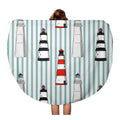 Round Beach Stripped Towel Tapestry Beach 60 Blanket Circular Beach Mat Pattern Towels Circle Travel SIDONKU Different Blue Boat inch Lighthouses Red Throw Abstract