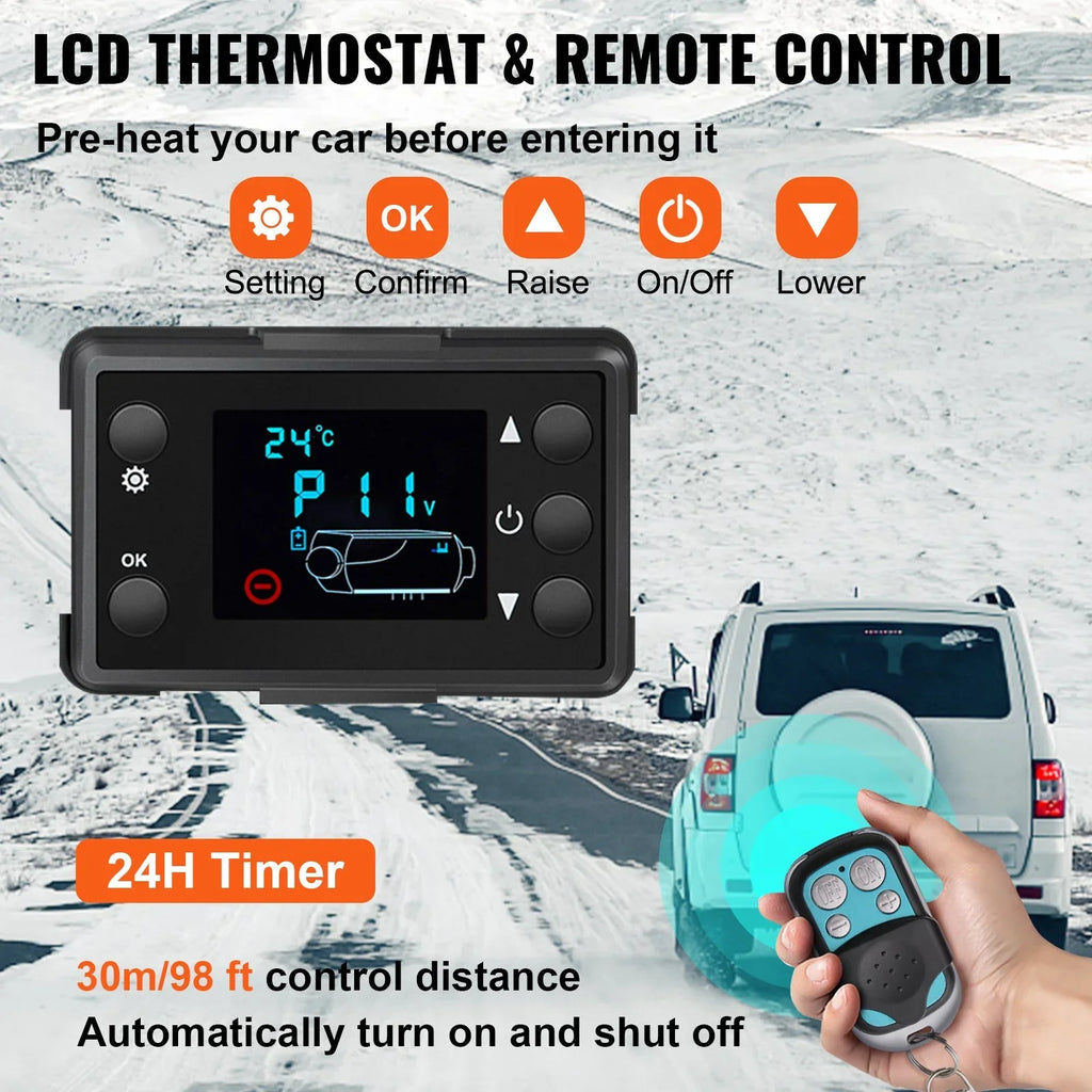 Car Bus, Truck and Control Air Fast 5KW RV, Trailer, Heater Mini Boat, Motorhomes for Remote Diesel Heating 12V LCD, VEVOR Heater with