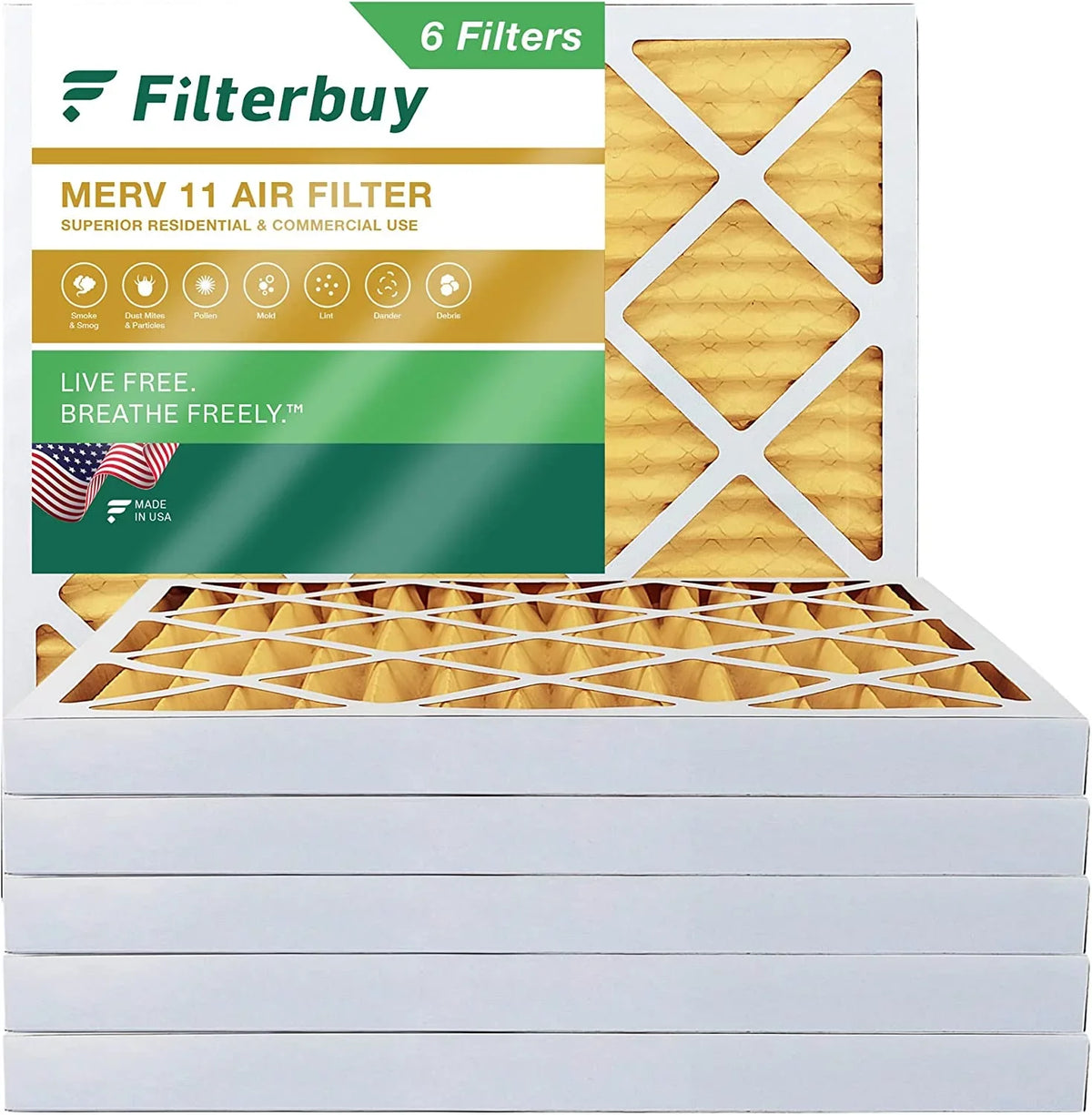 Pleated 11 Filters 15x15x2 Filterbuy Furnace Air MERV HVAC AC (6-Pack)