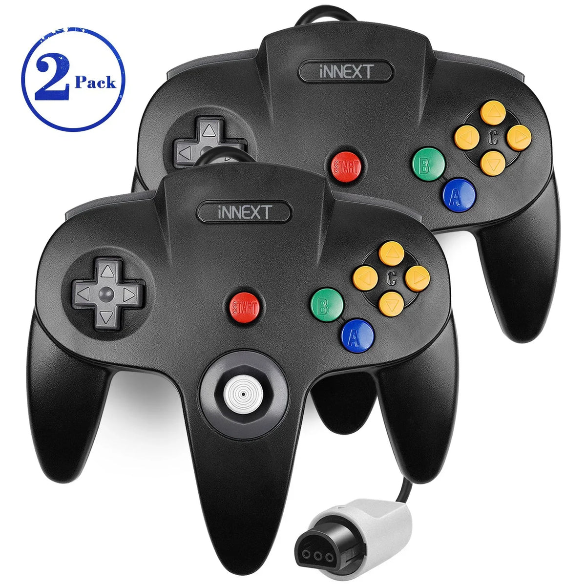 64-bit pad 2 (Black) 64 N64 Game Ultra N64 Classic Pack for Game System Joystick Video iNNEXT Console N64 Controller, Wired