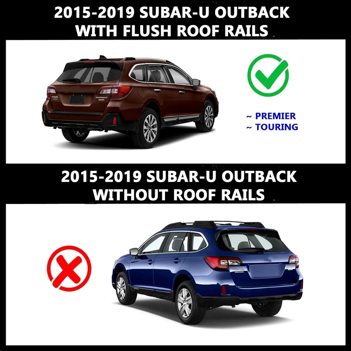 Crossbars Side Rails, Outback Lush Fit Carrier Cross Black Box Rack Board, Cargo Bars – Rooftop Premier Roof Luggage, Ski SO14T ROKIOTOEX for Touring 2015-2019 Subar-u for Bike Chrome