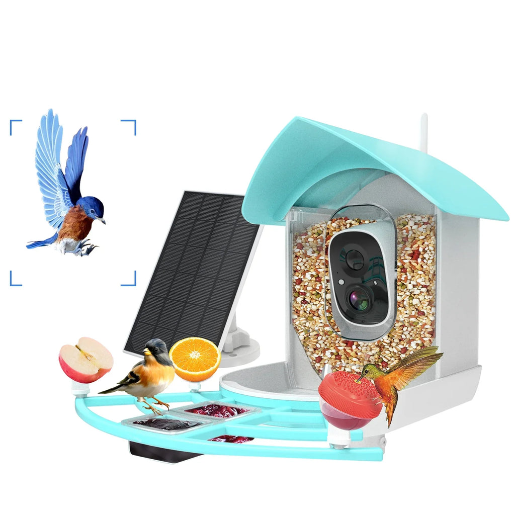 RUSUO Species WiFi Camera Proof Feeder Wireless PIR feeders Squirrel camera,Video Powered Vico 1080P Resolution Camera Wi-Fi Camera Solar Camera App AI 1080P Pristin Video
