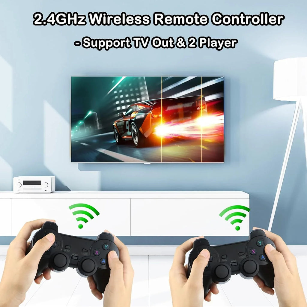 Wireless in 4K Play with Stick Game High HD Emulators,Plug Retro Output and for Wireless TV Games,9 10000+ Classic Game Dual Controllers 2.4G Video Definition Console,Built