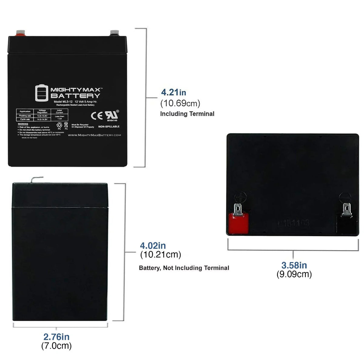 5AH ZS19 12V Sea-Doo Battery for Replacement - Model Aquanaut 3 Pack