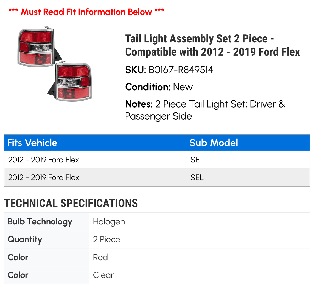 Piece 2012 Tail 2018 2013 2016 2015 with Compatible 2014 - Assembly Flex Light 2 - 2017 Set 2019