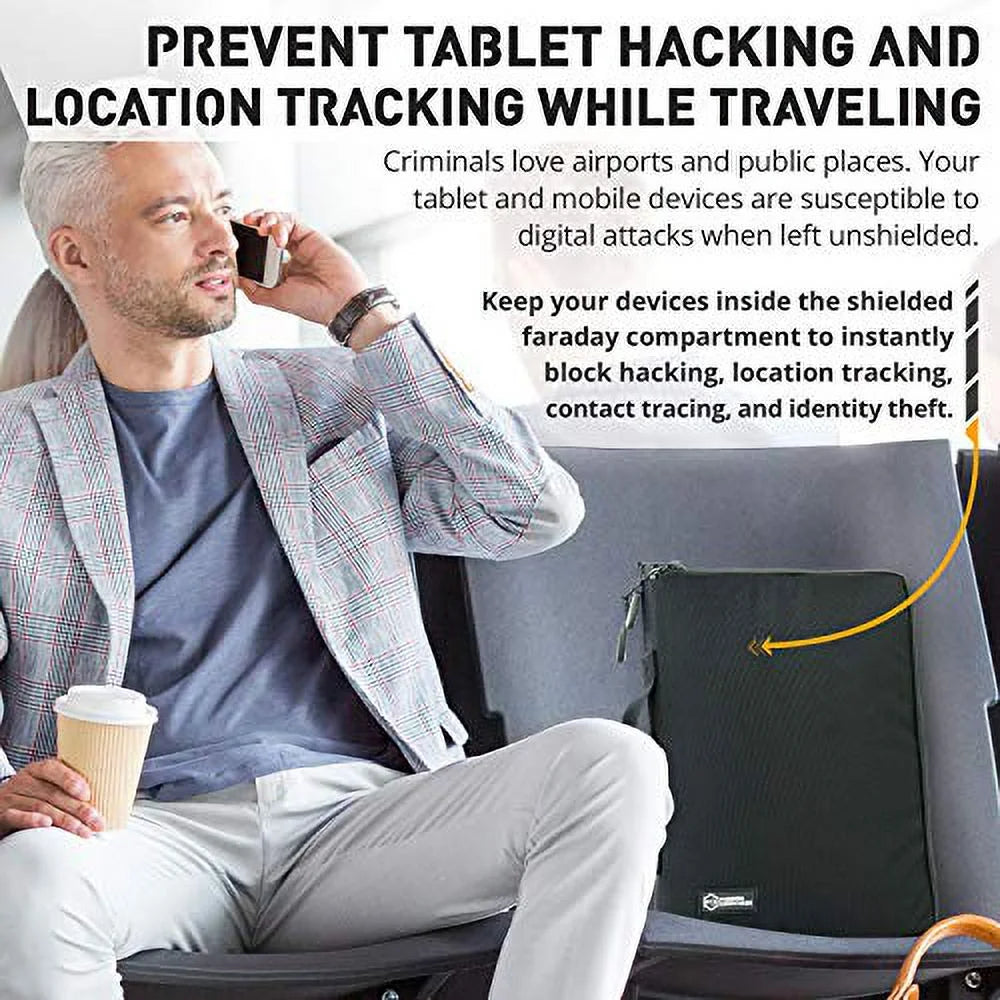 Multi-Functional // with and Case Pockets Anti-Tracking, Mojave Built-in Mission Sleeve Darkness Travel // Anti-Spying Bag Accessory Signal-Blocking, Anti-Hacking, Far Tablet Faraday Faraday