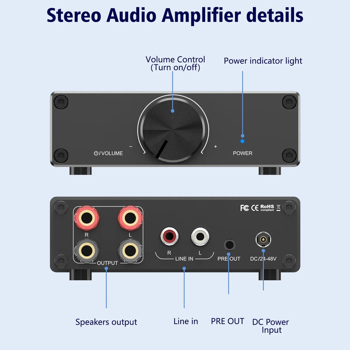 X Digital Audio Speakers Desktop Plug-and-Play Home for Stereo Channel Active 2.0 300W Amplifier Lixada TPA3255 2