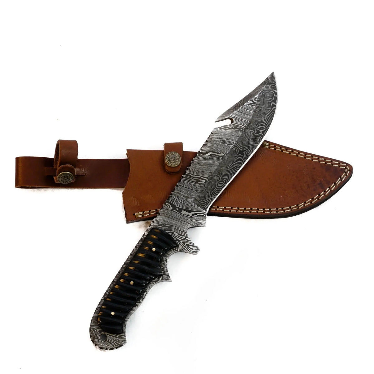 Blade- Bowie Hunting High Damascus Carbon 12 Steel Knife Outdoors- - Knife-