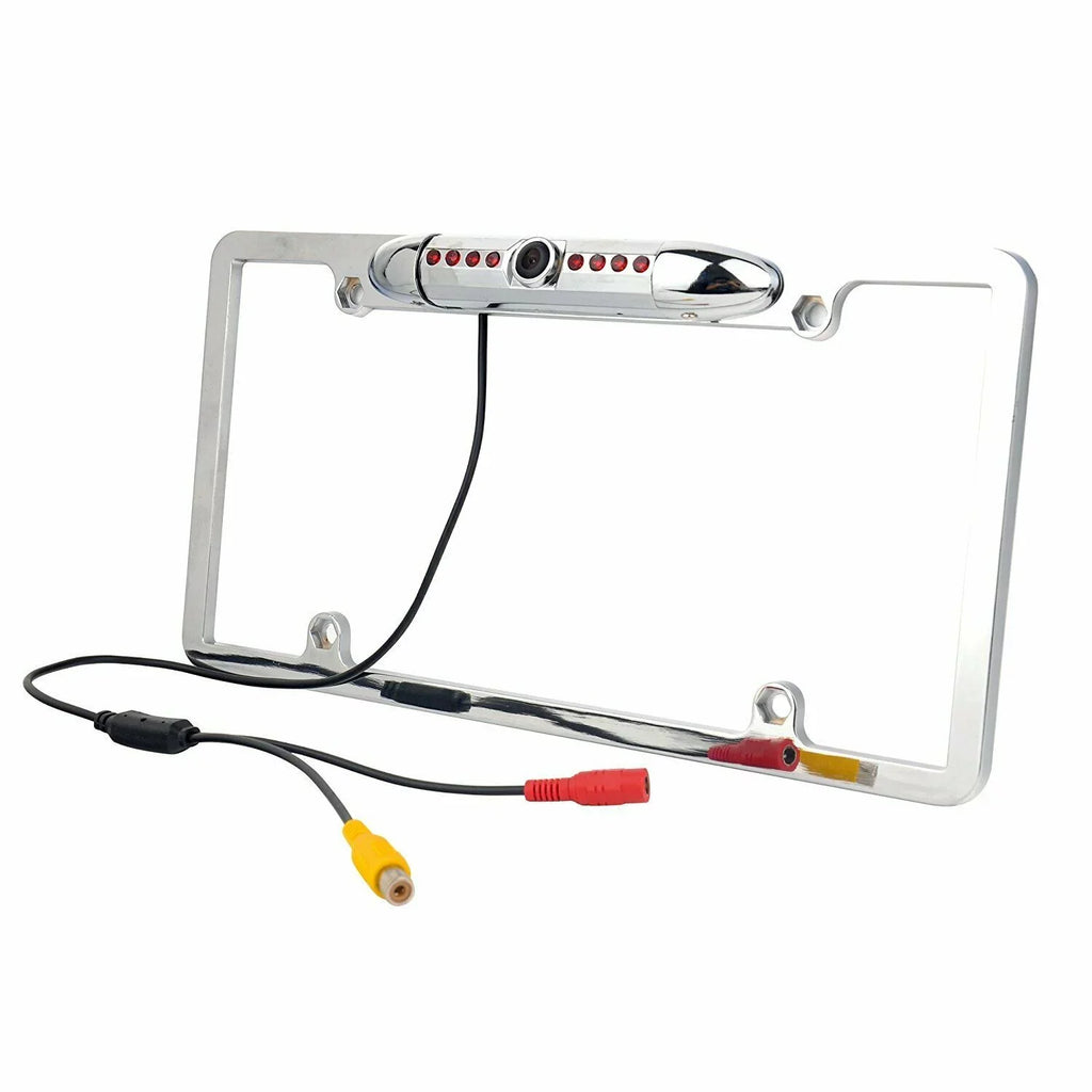 Camera CMOS Chrome IR Vision Frame US 8 Night License Backup View Car Rear Plate