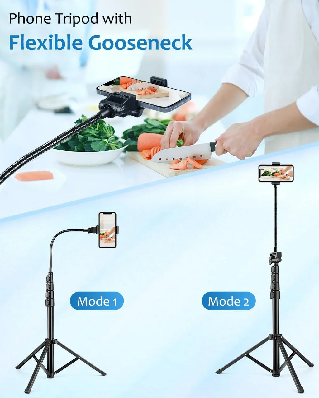 Phone Remote 13" Adjustable and Phone Cell Gooseneck, 80" with with Stand Phone Tripod Tall Tripod Tripod, Holder,