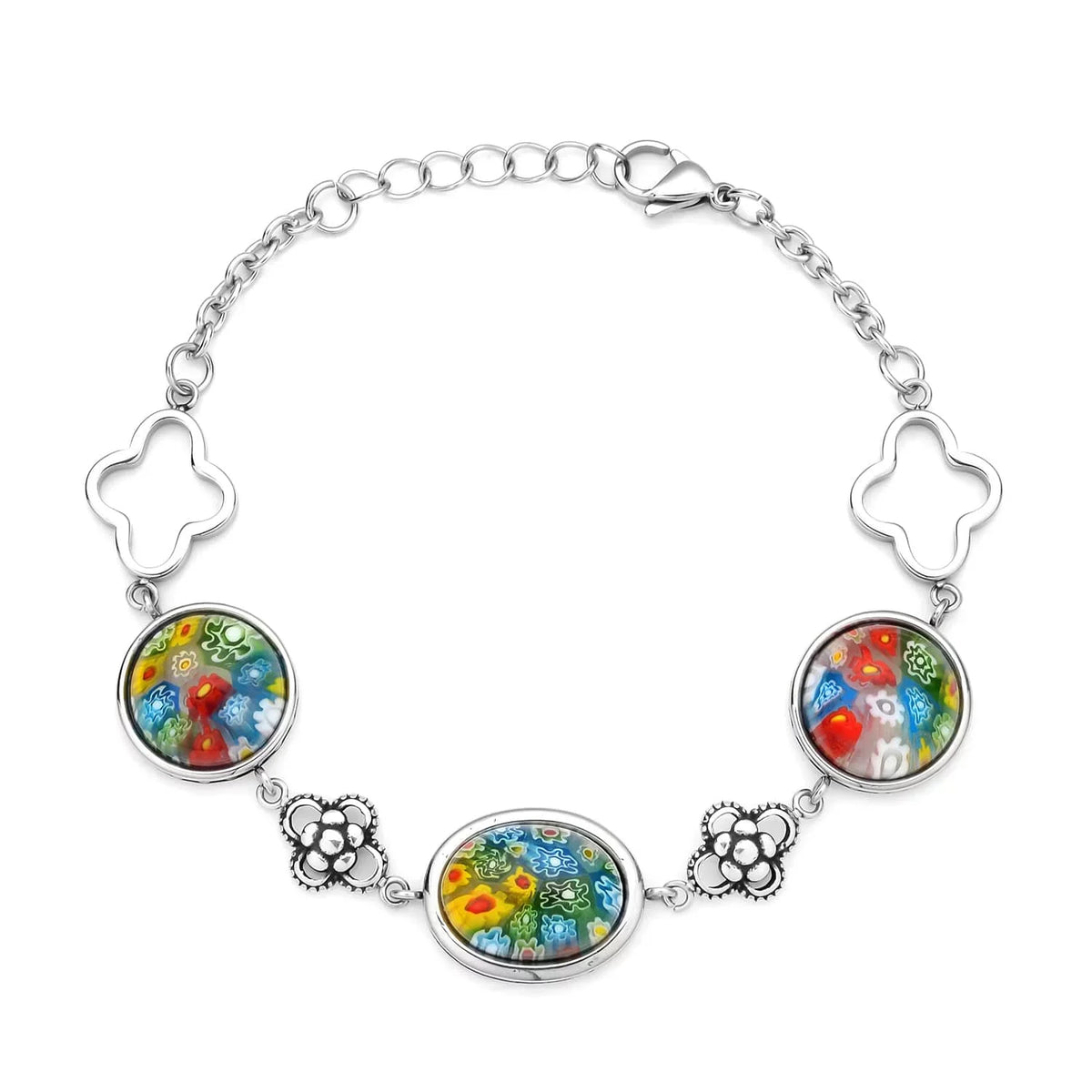 for Oval Stainless Costume Gifts Mothers Fashion Mom Birthday Day Jewelry Glass Unique Stylish for Bracelet Women dimension Shop Steel LC 6.75"