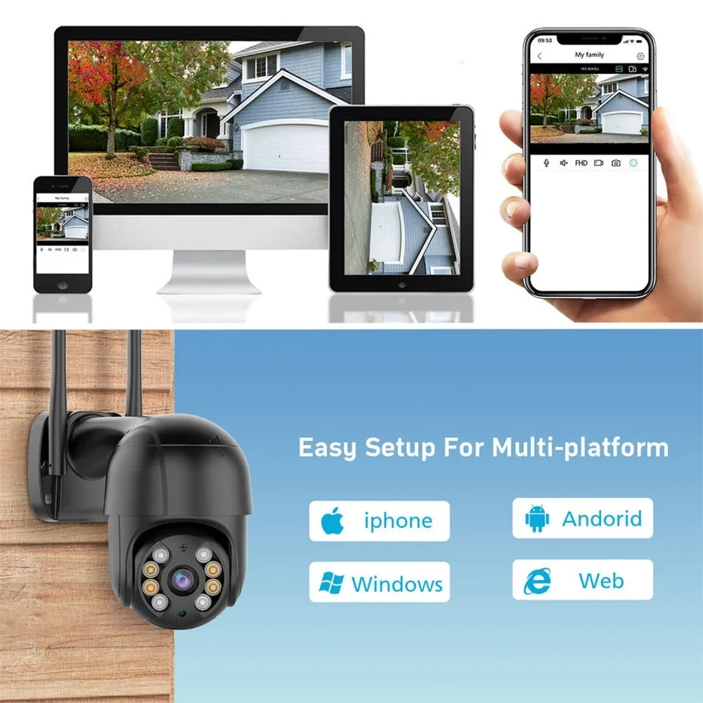 Camera and Audio, 2.4G with Surveillance 4MP exterior, Full Motion Color for Detection Wifi Vision, LISUEYNE Security Multi-Platform Wireless Night Siren, 2-Way Cameras Pan/Tilt