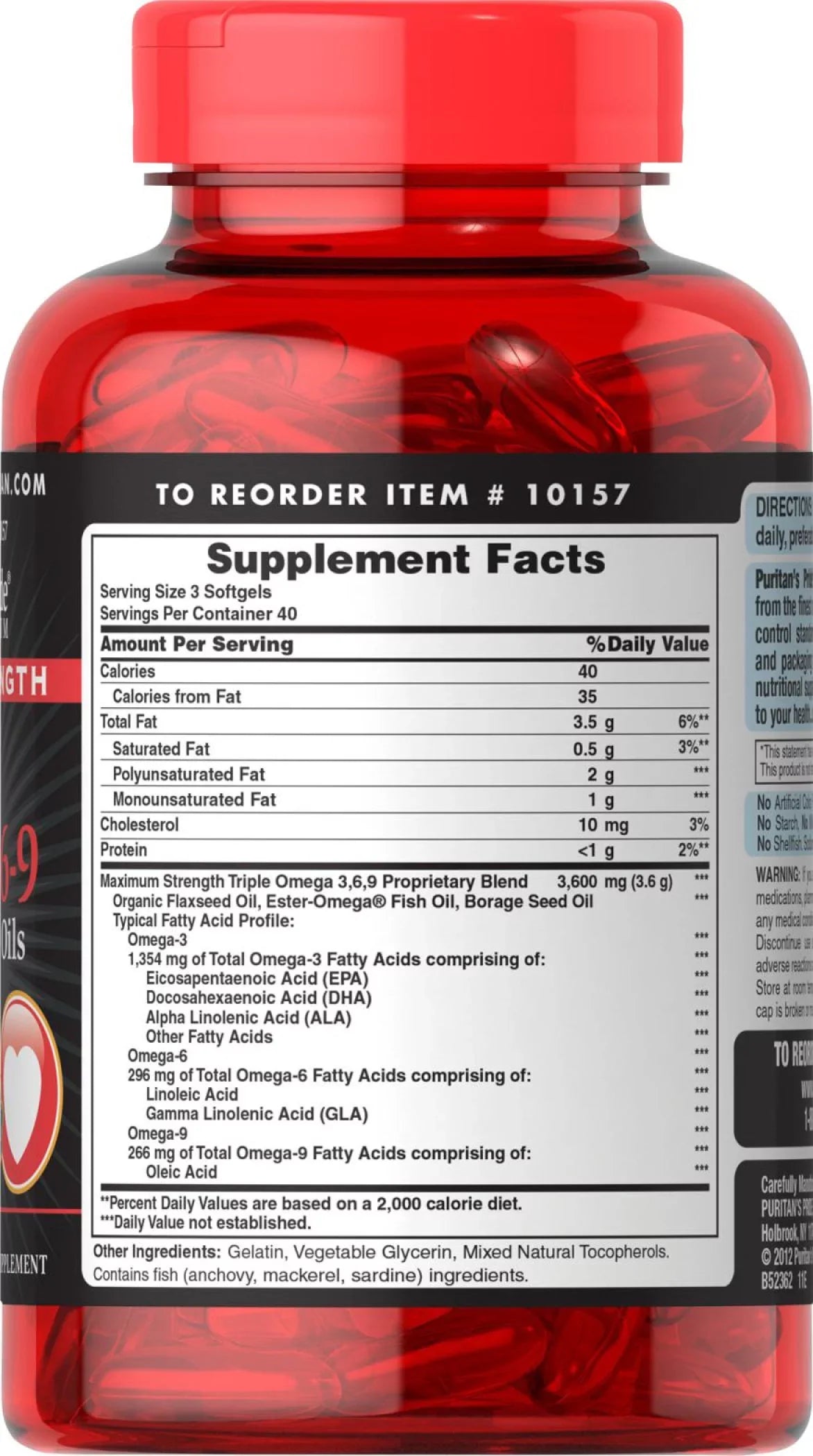 & Pride Flax Oils Borage Omega Puritan's Fish, Maximum 3-6-9 Triple Strength