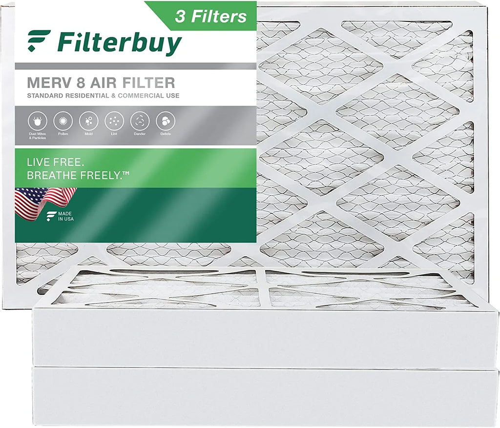 Pleated (3-Pack) MERV Filters HVAC AC 8 Filterbuy Furnace 8x20x4 Air