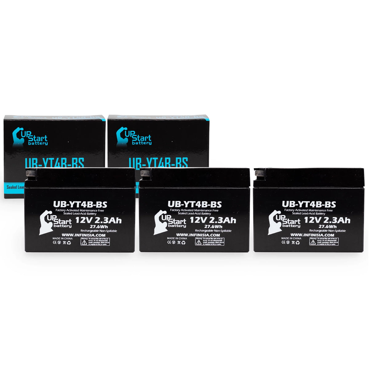 Activated, SR400 Replacement UB-YT4B-BS Free, 2004 Maintenance 12V, Yamaha 400CC Battery 2.3Ah, UpStart 3-Pack - Battery for Motorcycle Factory