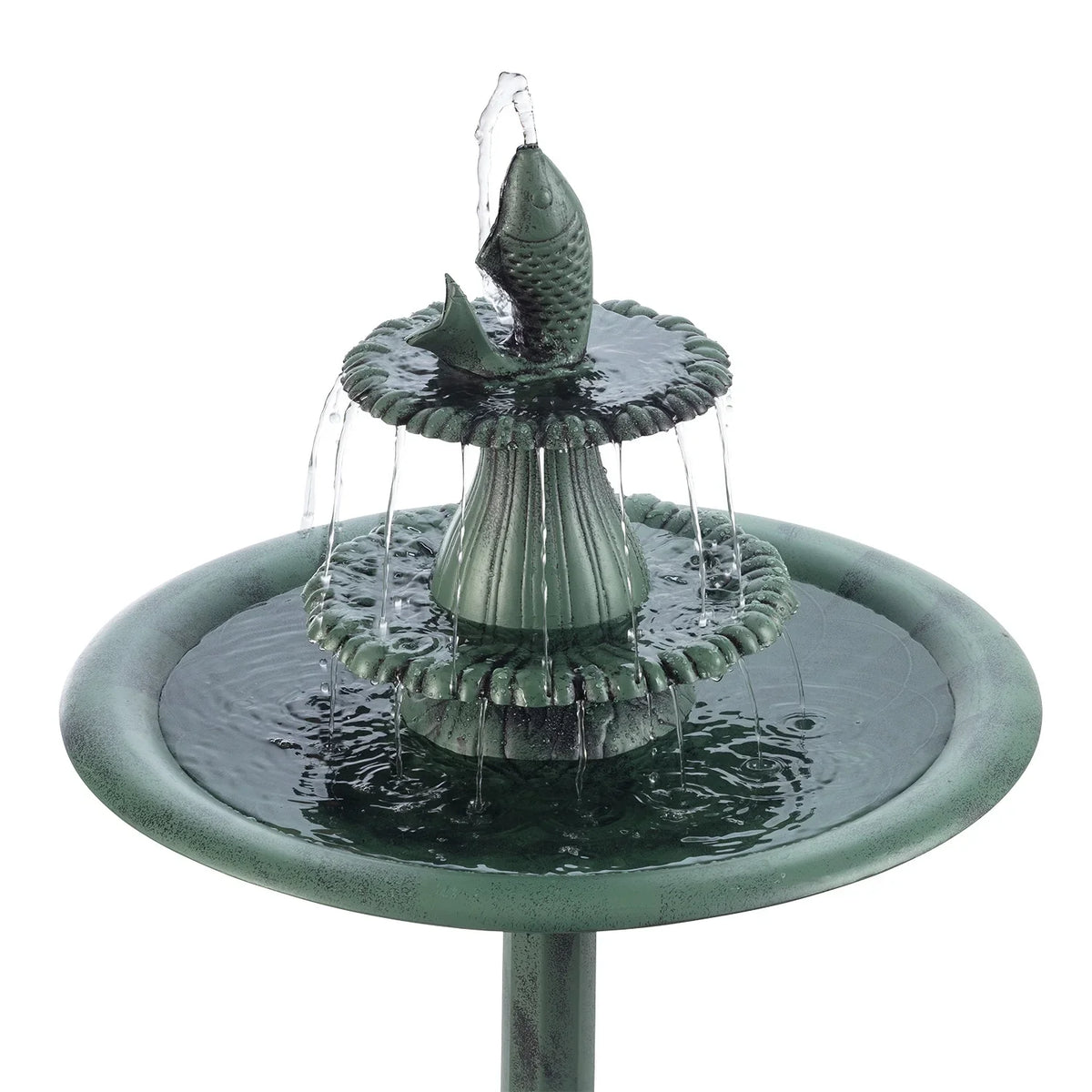 3-Tier Green Fountain Pedestal Bird Corporation Alpine Bath, Plastic