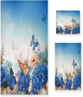 Shrubs Towel+1 3 Set Washcloth, Hotel, 1 of Beautiful Bath Butterfly Kitchen Spa Wellsay Bathroom, Decorative Soft Multipurpose and Towel+1 Towels, Luxury for Hand Gym, Flowers