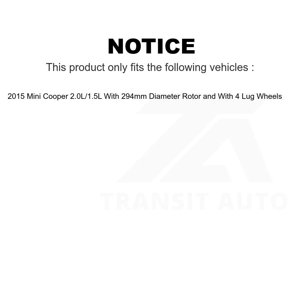 Ceramic Disc Mini 1.5L 294mm 2015 - With Transit Brake Pads And K8A-106213 Rotor For Diameter Semi-Metallic Front Rear Auto Cooper 2.0L Kit Rotors