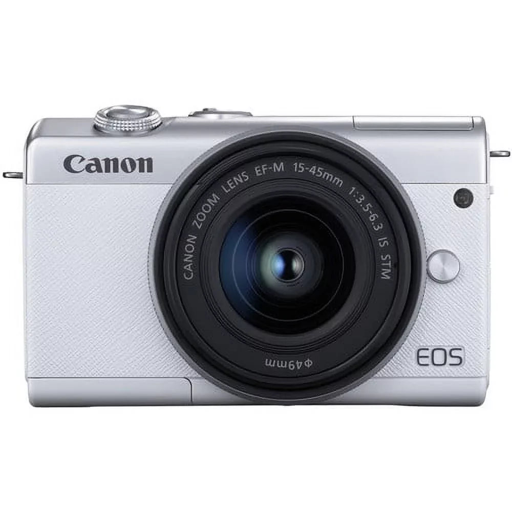 '+ + Canon Lens Spare More Kit EOS Camera Digital Memory with 15-45mm with Battery M200 Mirrorless (White) Card 128GB