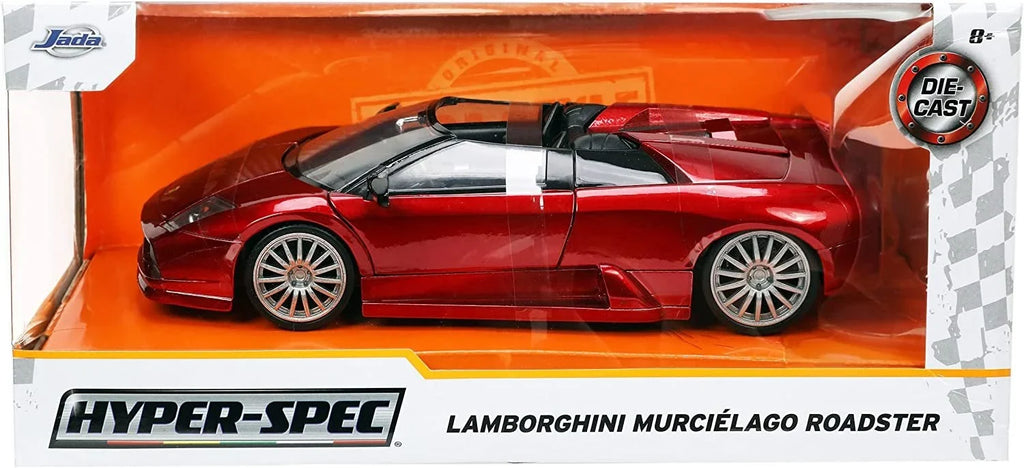 Diecast Jada Car Red by Lamborghini Roadster Series 1/24 Model "Hyper-Spec" Murcielago Metallic