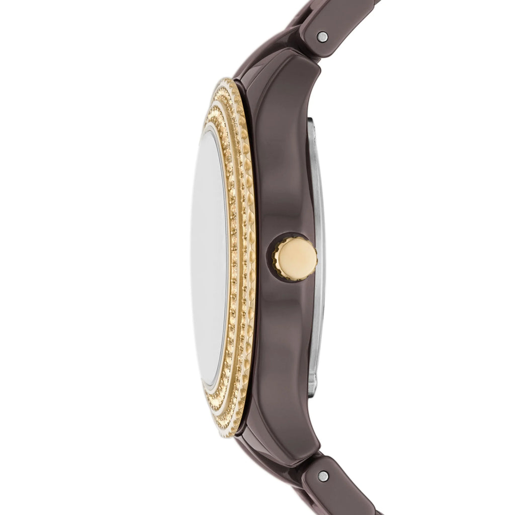 Brown Ceramic Three-Hand Stella Date Watch