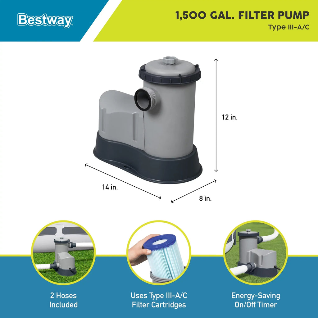 Above for 58390E Filter 1500 GPH Bestway Flowclear Pools Pump Ground