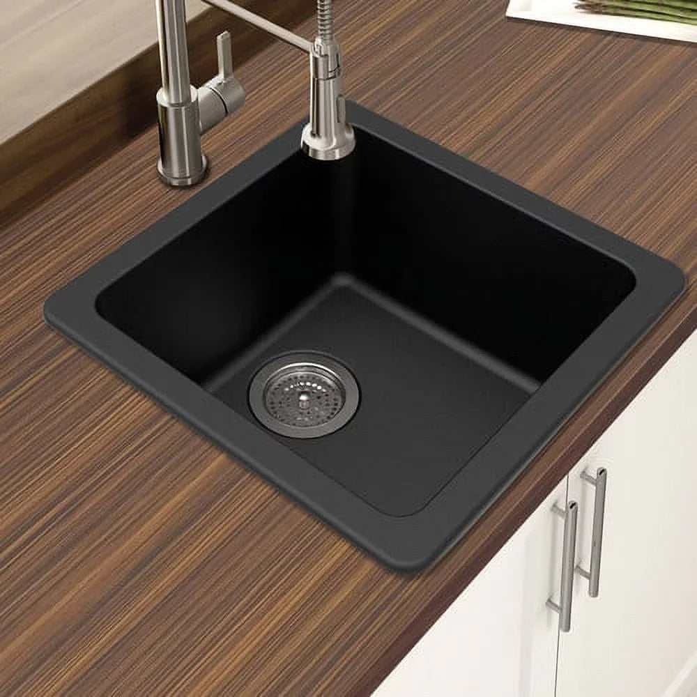 Winpro Kitchen Single L W 16.64'' Quartz Mount 16.64'' Dual Sink Granite x Bowl