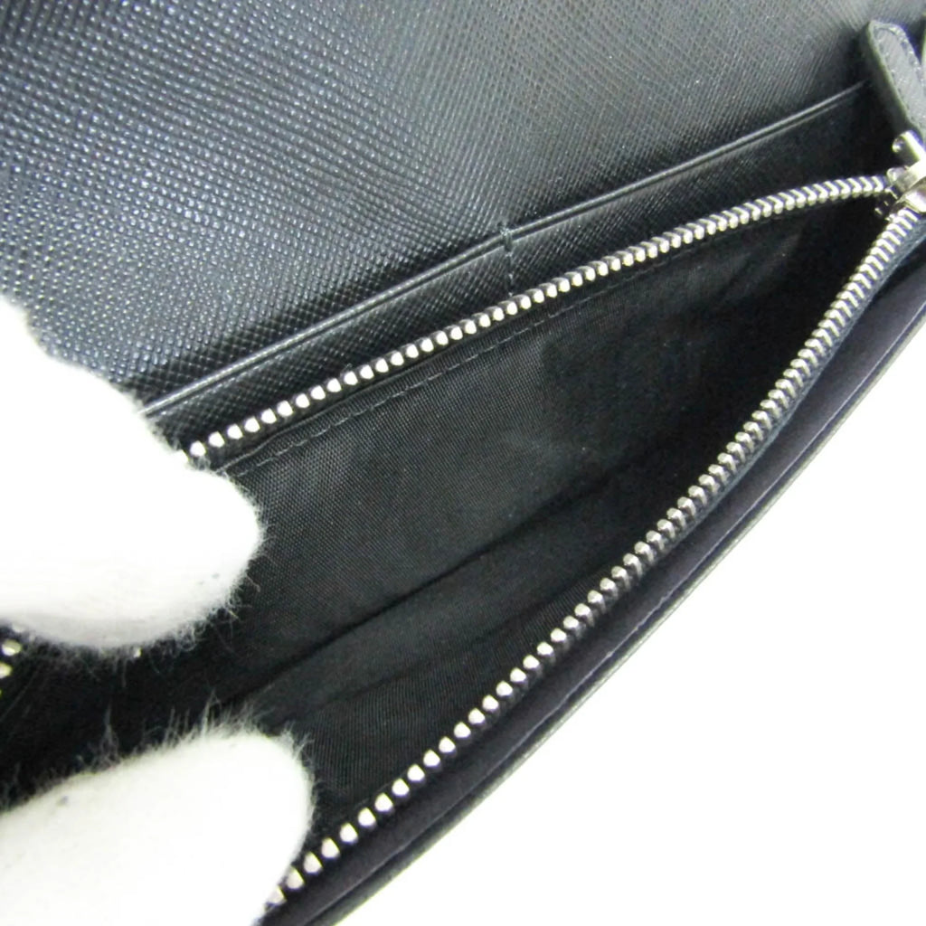 Men's 2M0836 Long Leather Prada (Good) (bi-fold) Black Pre-Owned Saffiano Wallet