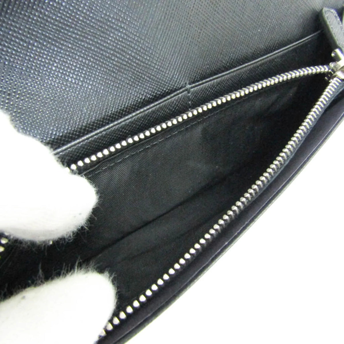 Men's 2M0836 Long Leather Prada (Good) (bi-fold) Black Pre-Owned Saffiano Wallet
