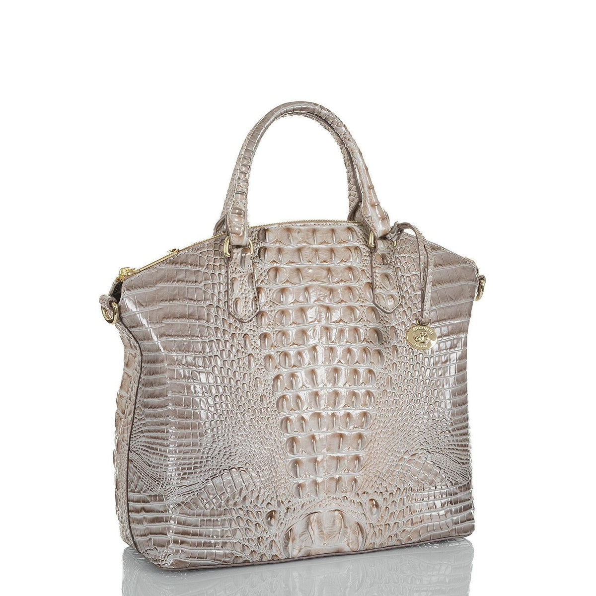 Brahmin Satchel Cane Duxbury Large Silver/Metallic Sugar