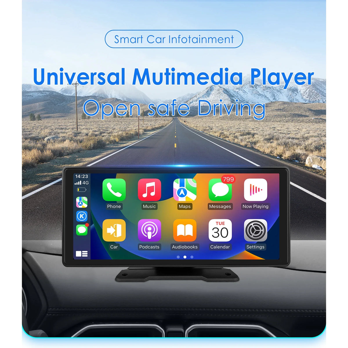 Android 360° Adjustable Head Carplay Mirror Auto Stereo 10.26" Touchscreen Car Navigation FM Radio Unit GPS Player Link Bluetooth