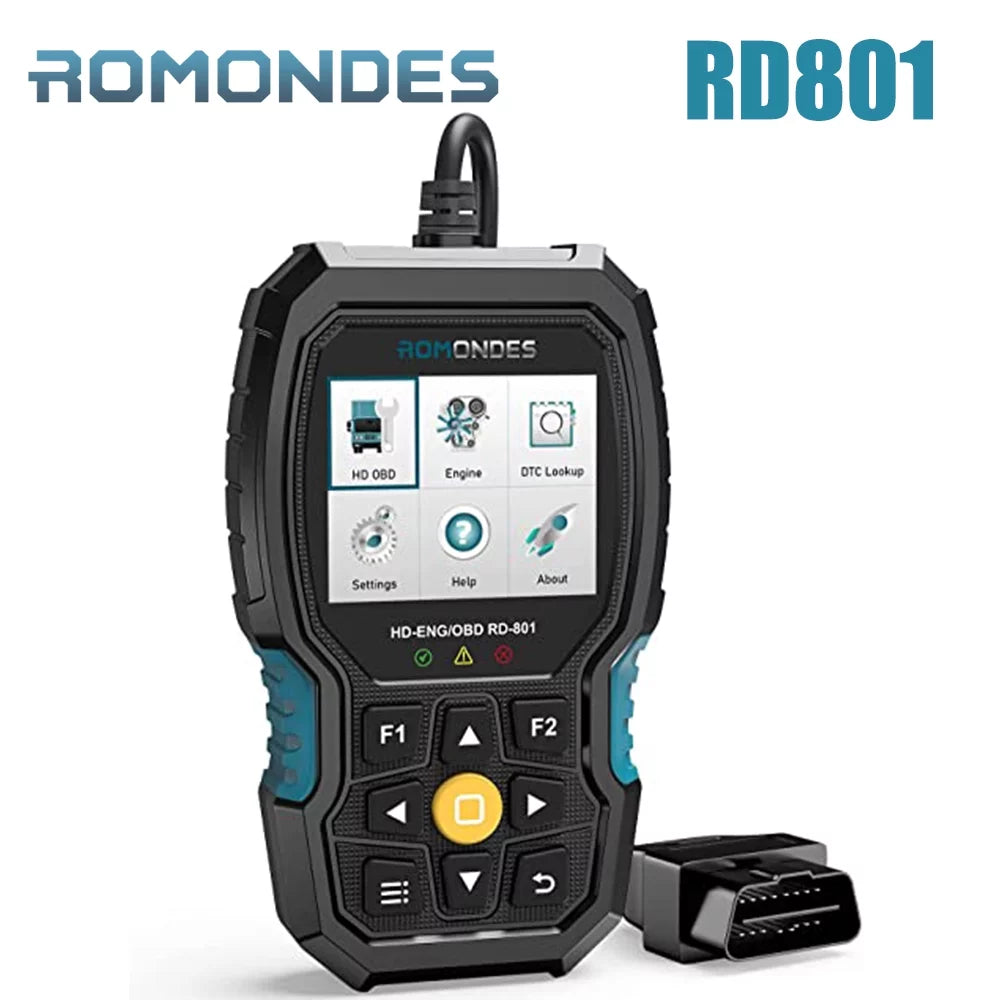 Reader Fuso, Duty & OBD Diagnostic Truck Scanner DAF Heavy OBD2 Cummins, Diesel for Tool OBD Engine Hino, Scanner Scania, , 2 UD Auto Scan 1 HD Car Tool Man, Romondes in RD801 EOBD Code Truck Check