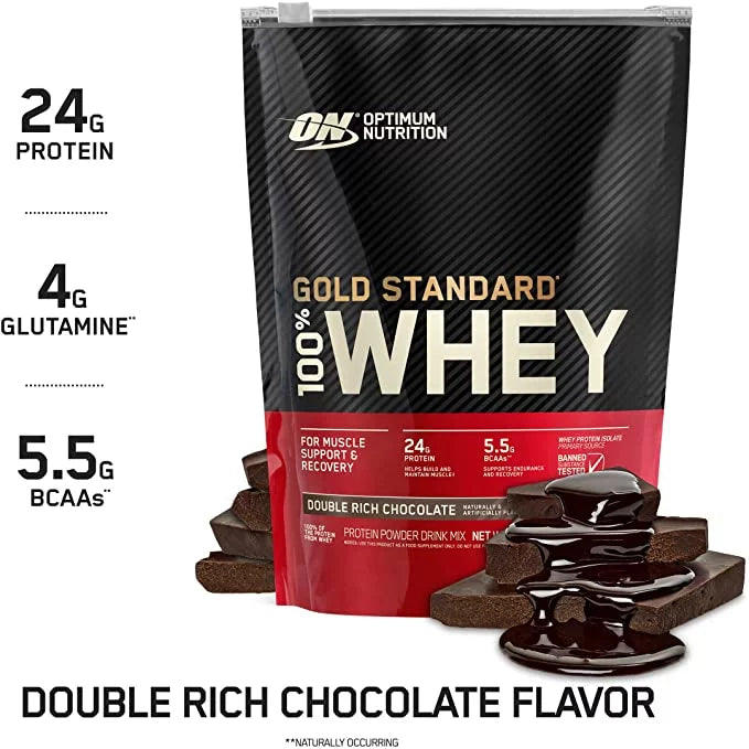 14 Whey 1 100% Gold Rich Optimum Standard Servings Powder, Nutrition, lb, Double Chocolate, Protein
