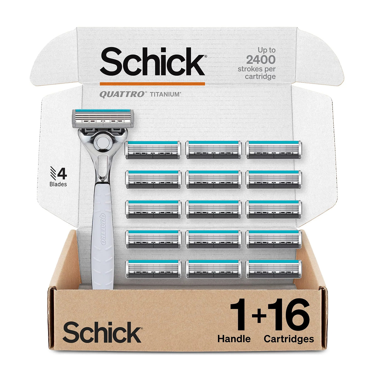 Refill Vary) 16 Razor Titanium Quattro (Packaging With Blades May Schick
