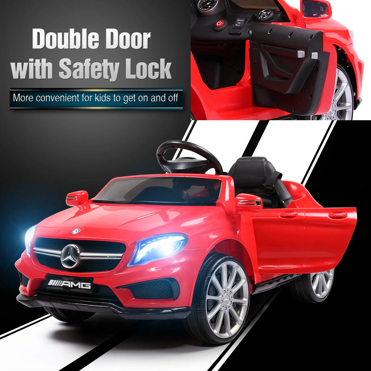 on Music Ride Red W/ Licensed Benz Control Remote 6V Kids 3-6 TOBBI Age Car Lights Child,