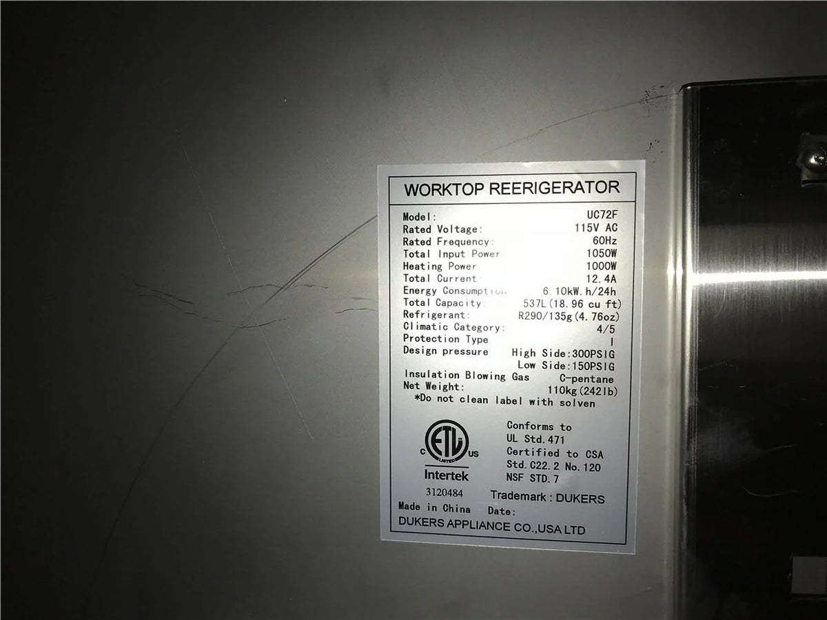 Under Stainless Commercial Shelves Counter 3 3 19 Cu. Freezer doors Ft. Steel