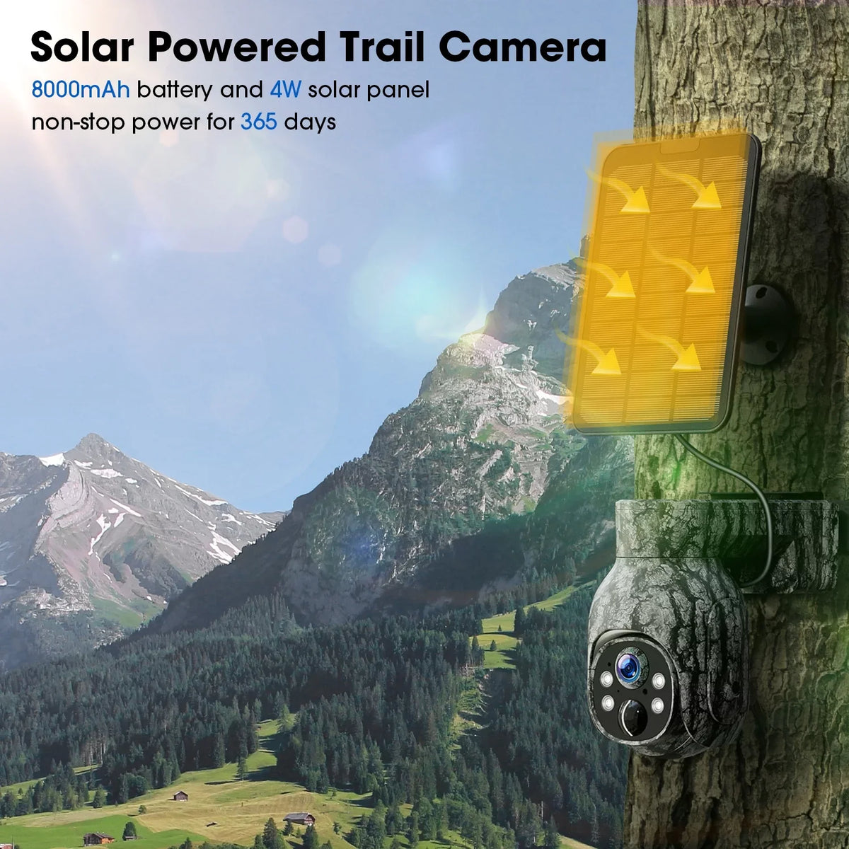 Trail View, Motion, Wireless Live Game with 90°Tilt, LTE, 360°Pan Camera Night Vision, Card Cellular 4G PIR Waterproof, Cloud Solar WiFi Storage, No 2K Camera with &SD Cam Security Hunting CAMPARK SIM