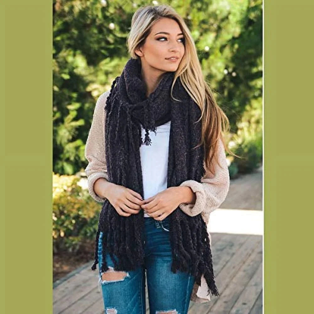 Pashmina for Classy Soft Warm Shawl Cozy Solid Tasseled Lightweight Oversized Blanket (Purple) Plaid Scarves Infinity Scarf Winter grade Scarfs women Chunky
