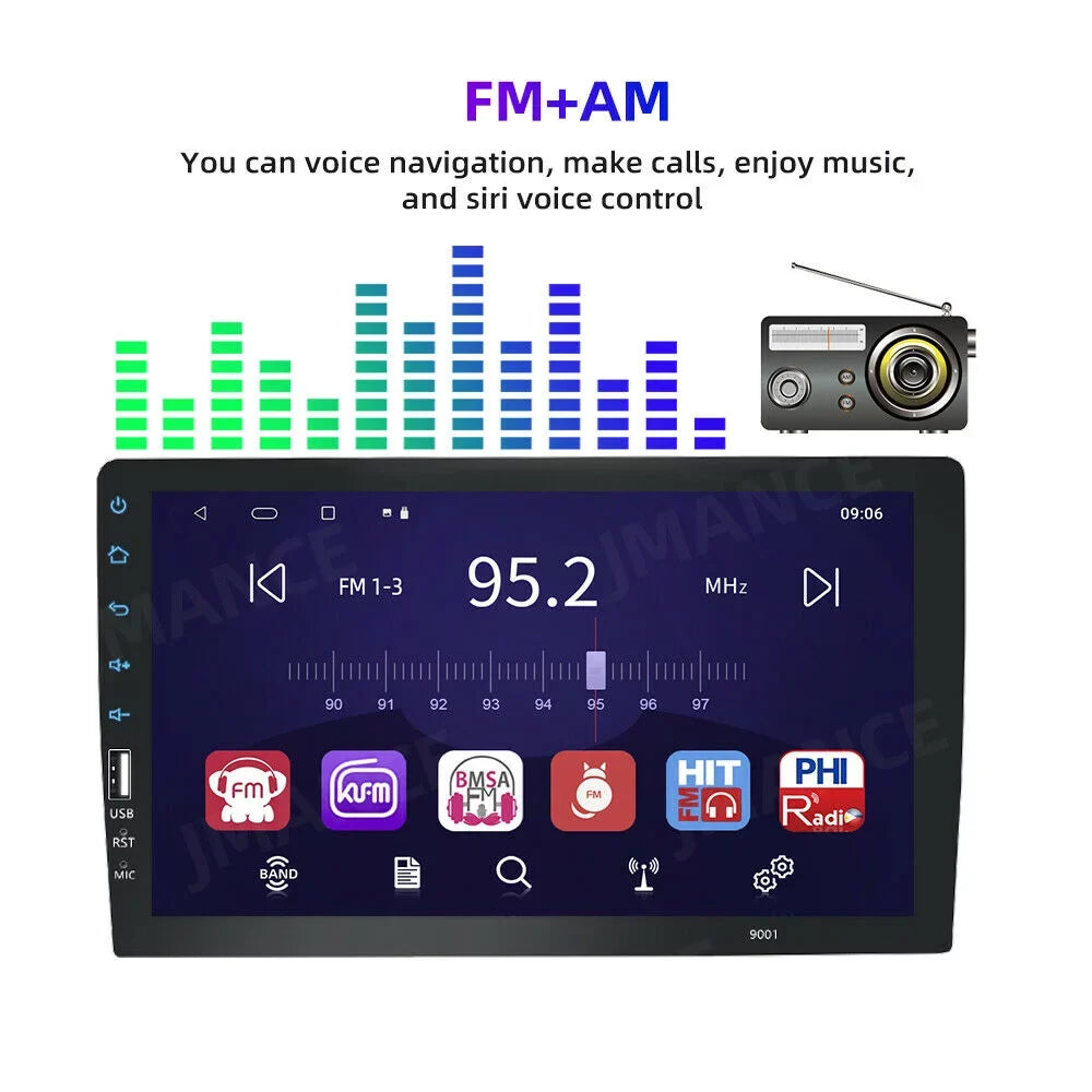 Car with Radio MP5 JMANCE Camera Auto Carplay Audio Single GPS Android 9" FM Din