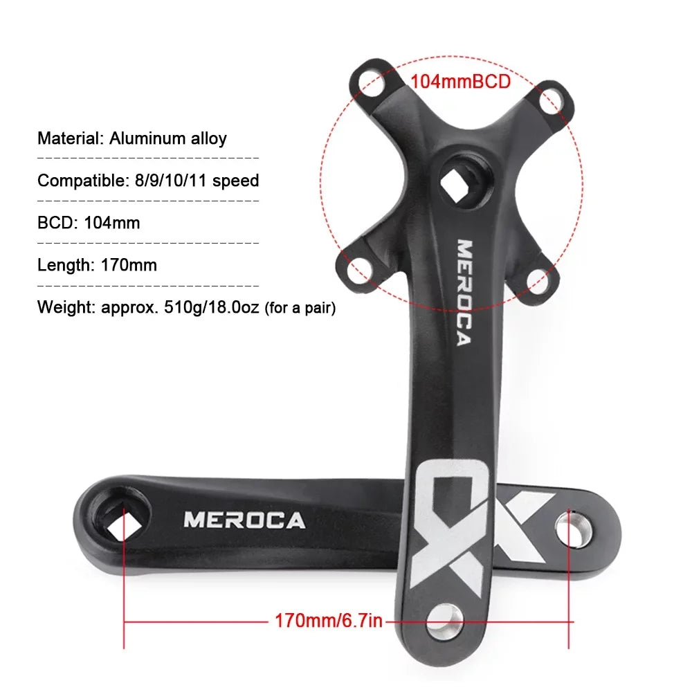 BCD - Aluminum Ideal Mountain 170MM MEROCA Ring 8/9/10/11 Set for Bike for 104 Crank Enthusiasts - Biking Single Alloy Speed Crankset,