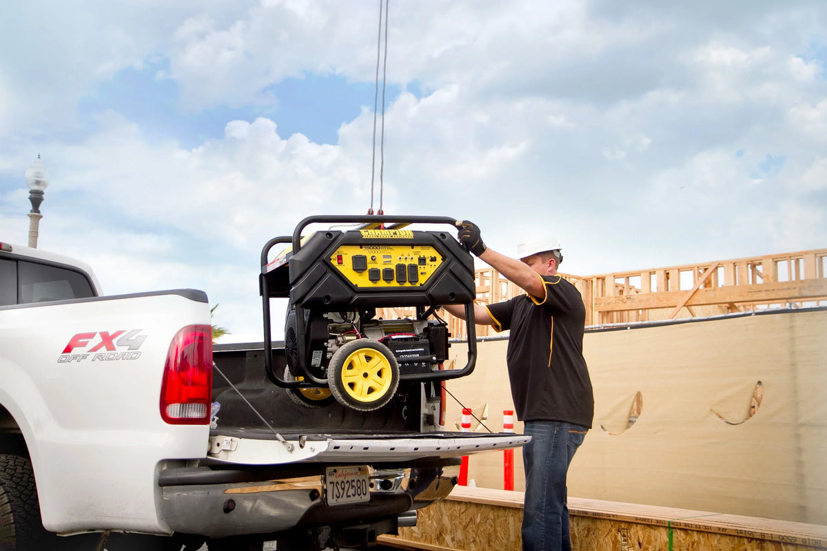 and 15,000/12,000 Lift Watts Generator Electric Power Hook with Champion Portable Equipment Start