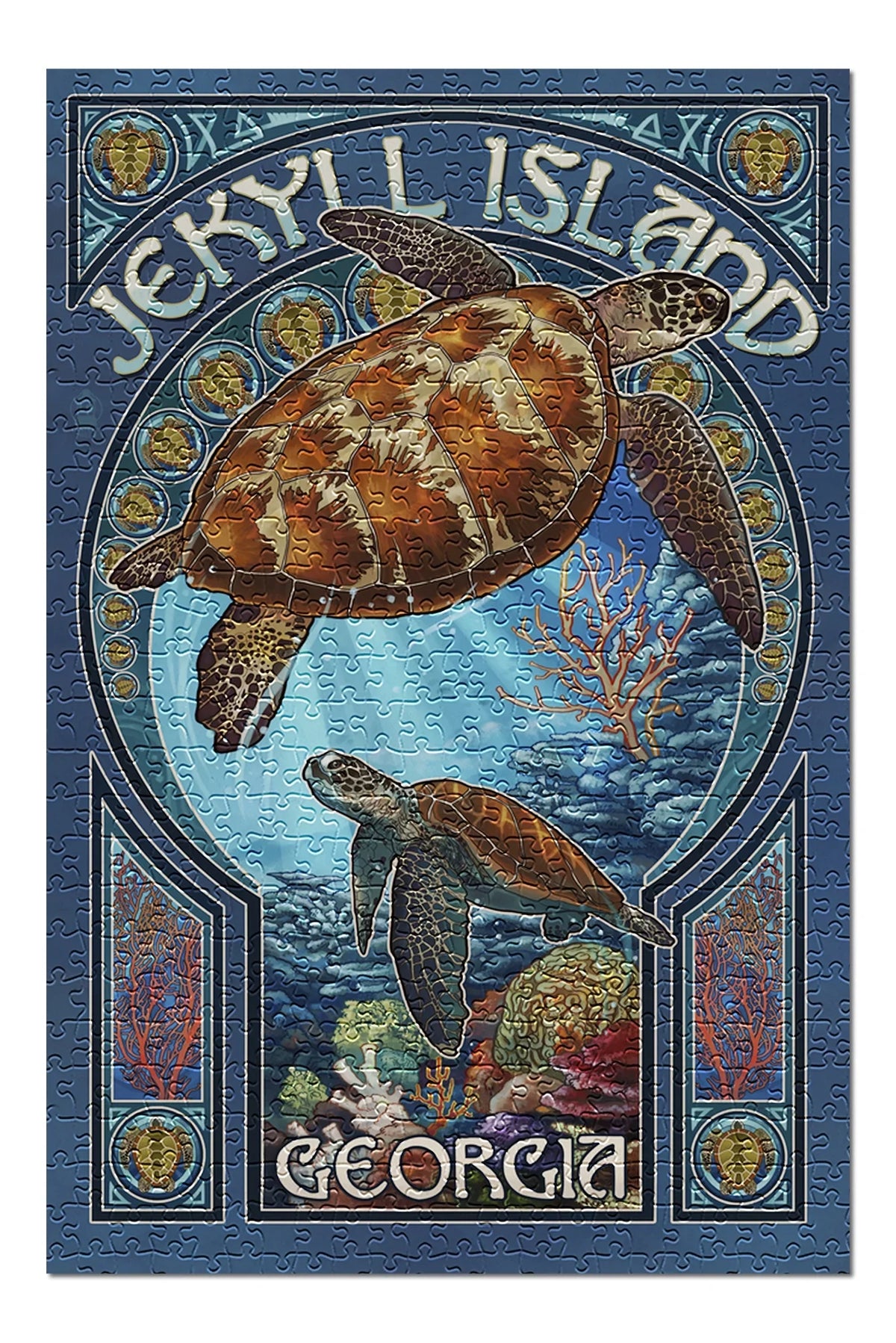 Made and Nouveau Jigsaw Georgia, USA) Art inches, Premium Piece Adults 500 Turtle Family, Sea Island, Jekyll (19x27 in Puzzle for