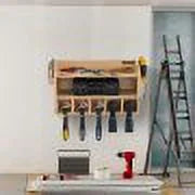 Tool Mount Slots, Wood Organizer, Polished Storage, Wall 2-Shelf Drill 5 Drill