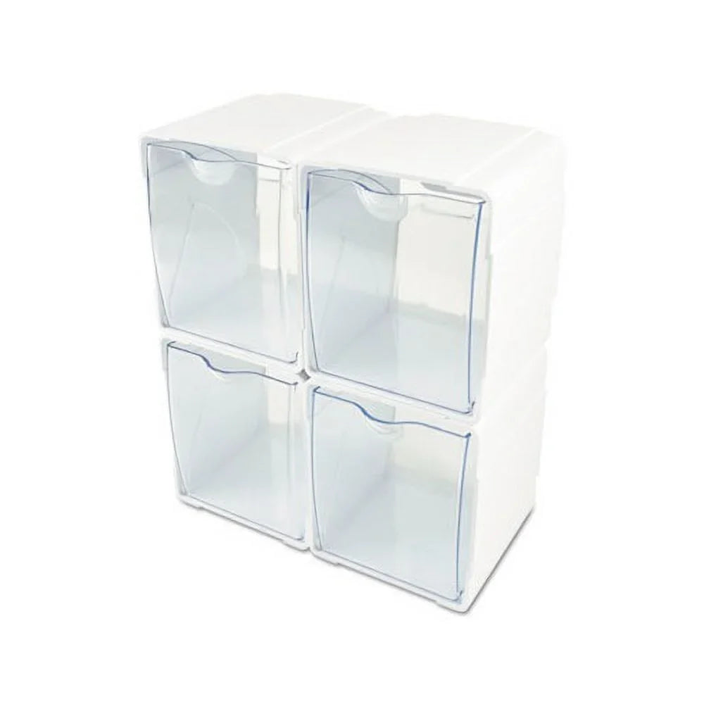 4 4-Bin Interlocking x Tilt 5 1/2, 7/8 Organizer 5/8 Bin x 4 White/Clear