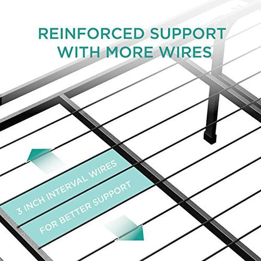 Quiet Noise-Free, Deluxe Bed Platform 16 Storage Replacement Foundation / 2 / Sturdy / / Spring Inch Under-bed Inches / Frame Gene for high Strong, SmartBase Extra Mattress Queen Zinus Box