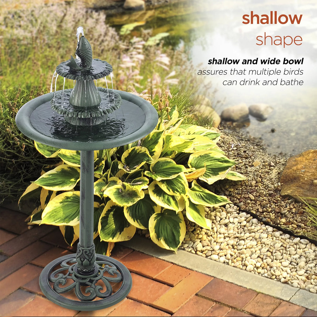 3-Tier Green Fountain Pedestal Bird Corporation Alpine Bath, Plastic