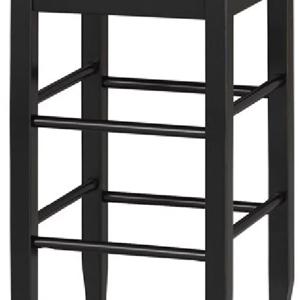 Sherpi Frame Rush Saber Beige with Legs, Saltoro Black- Barstool and Woven Wooden