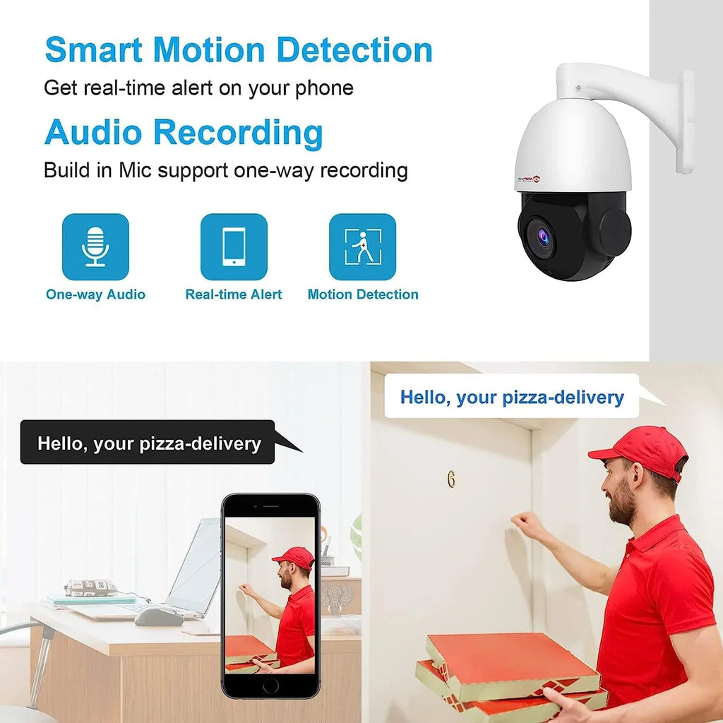 IP66 Vehicle IR Security 6MP Camera Indoor 20X Mic/Audio, Person 90°, Waterproof exterior Metal, Vision, Anpviz Pan with 360°/Tilt PTZ Detection, IP Zoom, Camera Surveillance PoE Optical IP Night PTZ
